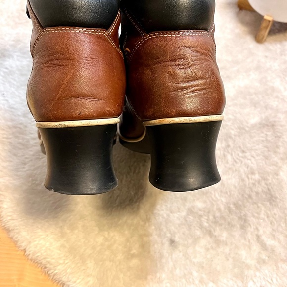 *🎉HP 🎉 Timberland | Brown Leather Square Toe Lace-Up Wedge Boots Size 6.5 - Picture 6 of 10